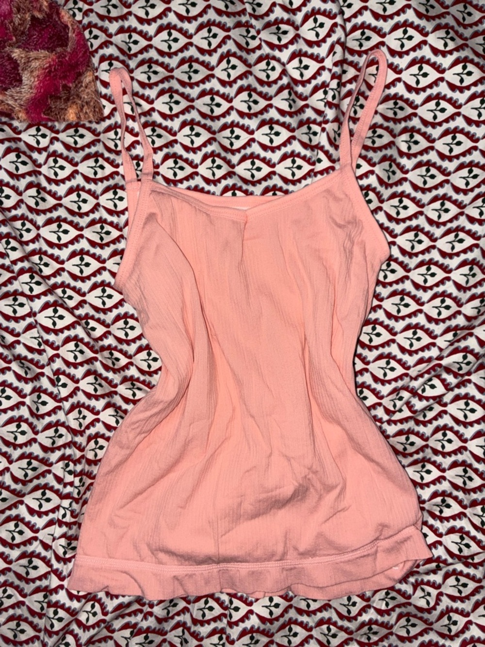 Coral Pink Ribbed Cami Tank Top